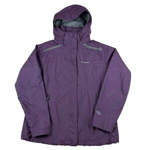 Columbia Interchange Omni Tech Purple Full Zip Hooded Rain Jacket Size Large
